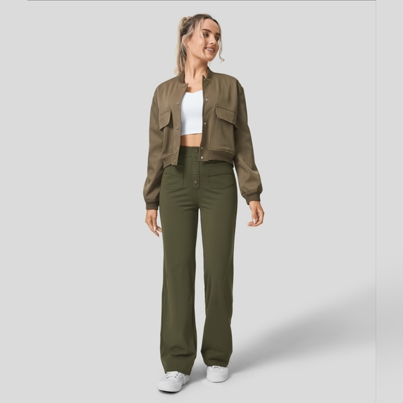 NWOT🔹️Halara Waisted Button Multiple Pockets Straight Leg Casual Pants - MP - Picture 5 of 9